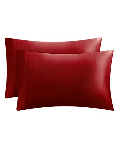 Juicy Couture Satin 2 Piece Pillow Case Set, Queen In Red