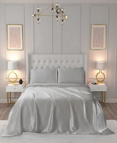 Juicy Couture Satin 4 Piece Sheet Set, Full In Gray