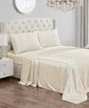 Juicy Couture Satin 4 Piece Sheet Set, Full In White