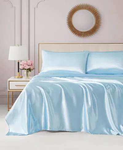 Juicy Couture Satin 4 Piece Sheet Set, King In Blue