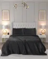 Juicy Couture Satin 4 Piece Sheet Set, Queen In Black