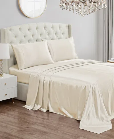 Juicy Couture Satin 4 Piece Sheet Set, Queen In Ivory