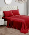 Juicy Couture Satin 4 Piece Sheet Set, Queen In Red