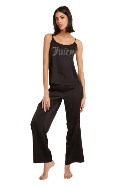Juicy Couture Satin Cami Pj Set In Black