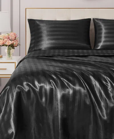 Juicy Couture Satin Damask 3-pc. Sheet Set, Twin In Black