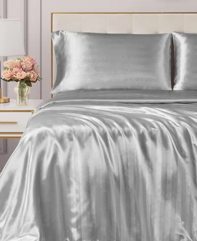 Juicy Couture Satin Damask 3-pc. Sheet Set, Twin In Gray