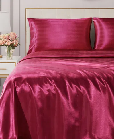 Juicy Couture Satin Damask 3-pc. Sheet Set, Twin In Hot Pink
