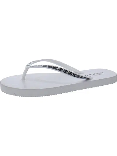 Juicy Couture Savor Womens Slip On Flat Thong Sandals In White