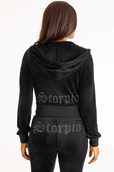 Juicy Couture Scorpio Customizable Big Bling Velour Hoodie In Black