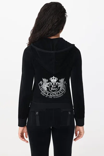 Juicy Couture Scottie Cotton Velour Hoodie In Black