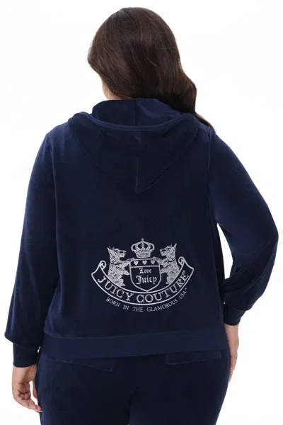 Juicy Couture Scottie Cotton Velour Hoodie In Blue