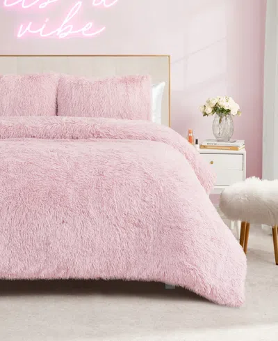 Juicy Couture Shaggy Faux Fur 3-pc. Comforter Set, Full/queen In Pink