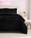 Juicy Couture Shaggy Faux Fur 3-pc. Comforter Set, Full/queen In Black