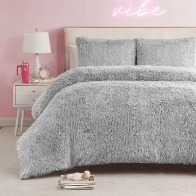 Juicy Couture Shaggy Faux Fur Comforter & Shams Bedding Sets In Gray