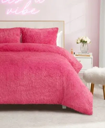 Juicy Couture Shaggy Faux Fur Comforter Sets In Pink