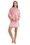 Juicy Couture Shawl Collar Plush Robe In Pink