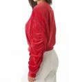 Juicy Couture Shirred Sleeve Crop Top In Coco Red In Multi