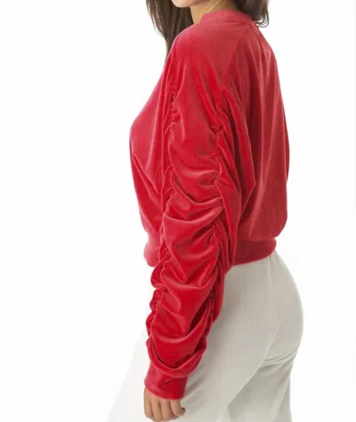 Juicy Couture Shirred Sleeve Crop Top In Coco Red In Multi