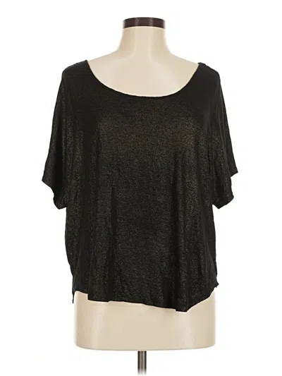 Pre-owned Juicy Couture Short Sleeve Top Black Metallic Pattern Scoop Neck Tops
