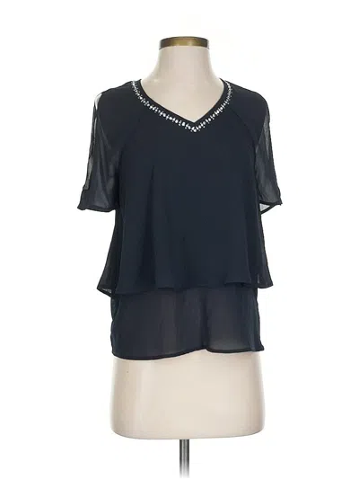 Pre-owned Juicy Couture Short Sleeve Top Black V Neck Tops