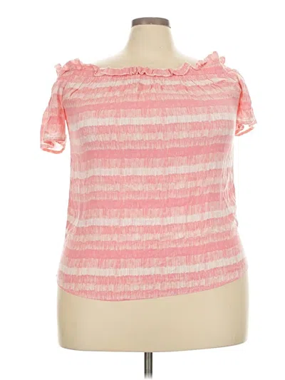 Pre-owned Juicy Couture Short Sleeve Top Pink Ruffles Neckline Tops