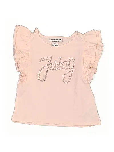 Pre-owned Juicy Couture Kids' Short Sleeve Top Pink Ruffles Neckline Tops