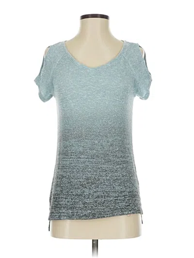 Pre-owned Juicy Couture Short Sleeve Top Teal Cold Shoulder Neckline Tops In Blue