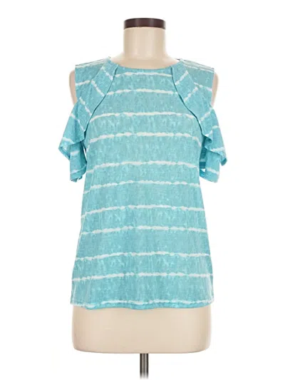 Pre-owned Juicy Couture Short Sleeve Top Teal Cold Shoulder Neckline Tops In Blue