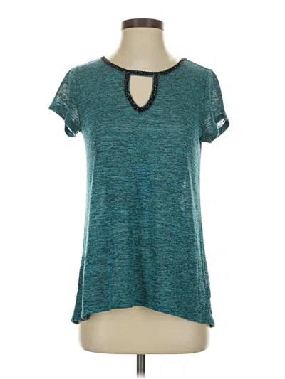 Pre-owned Juicy Couture Short Sleeve Top Teal Keyhole Neckline Tops In Blue