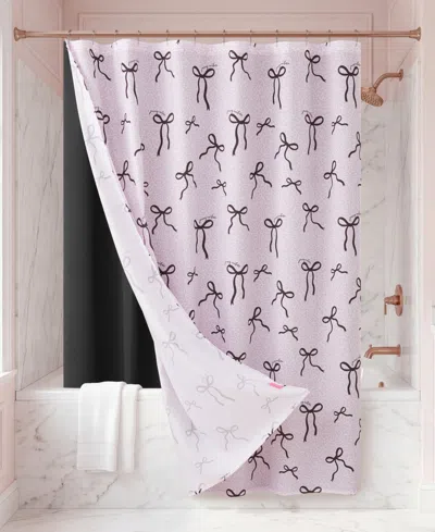 Juicy Couture Shower Curtain Set With Liner And Hooks, 14-piece In Pink