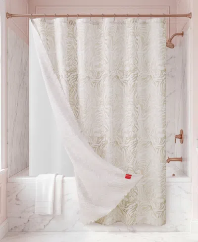 Juicy Couture Shower Curtain Set With Liner And Hooks, 14-piece In Neutral