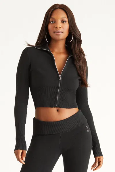 Juicy Couture Side Bling Knit Cropped Jacket In Black