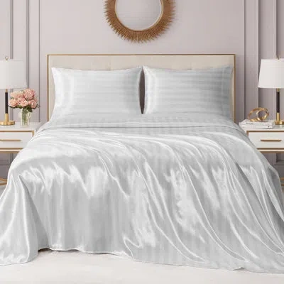 Juicy Couture Silky Satin Damask Sheet Sets In White