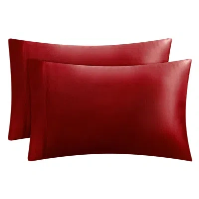 Juicy Couture Silky Satin Pillows Case Sets With Envelope Closure In Red