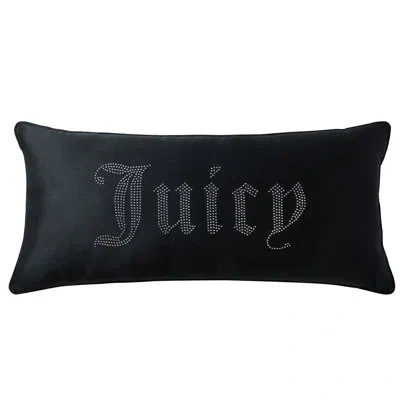 Juicy Couture Silver Rhinestone Throw Pillows - 16" X 36" In Black