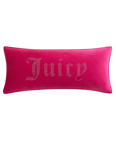 Juicy Couture Silver-tone Rhinestone Decorative Pillow, 16" X 36" In Light Pink