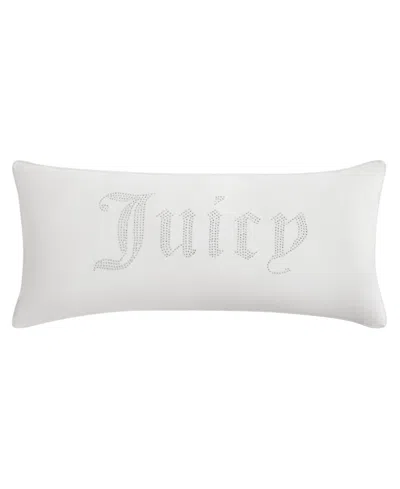 Juicy Couture Silver-tone Rhinestone Decorative Pillow, 16" X 36" In White