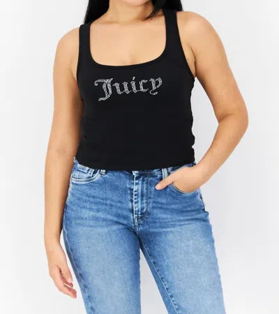 Juicy Couture Sleeveless Embellished Tank Top In Liquorice In Multi