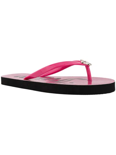 Juicy Couture Slene Womens Embellished Rubber Flip-flops In Pink