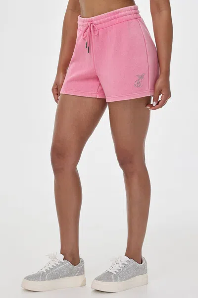 Juicy Couture Small Bling Butterfly Fleece Shorts In Pink