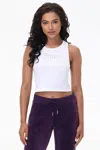 Juicy Couture Small Bling High Neck Crop Tank In White