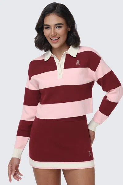 Juicy Couture Small Bling Knit Cropped Polo In Multi