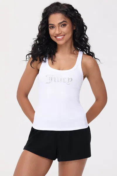 Juicy Couture Small Bling Racer Back Tank Top In White