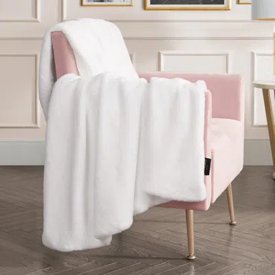 Juicy Couture Solid Rabbit Mink Blankets In White
