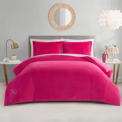 Juicy Couture Solid Velour Comforter Sets In Hot Pink