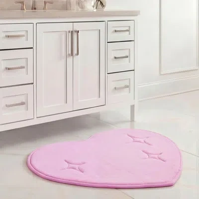 Juicy Couture Sparkle Hearts Memory Foam 1-piece Bath Mat In Pink
