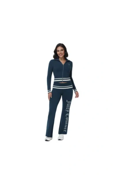 Juicy Couture Sporty Logo Embellished Sweater Track Jacket In Regal Blue