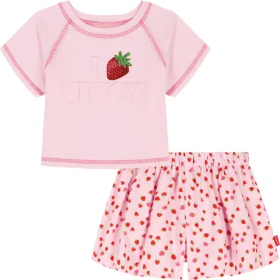 Juicy Couture Kids'  Strawberry Embossed T-shirt & Skirt In Pink