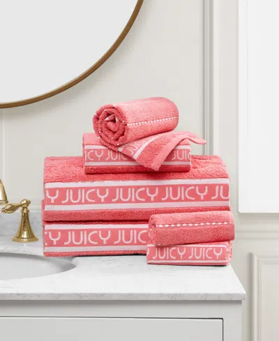 Juicy Couture Stripe Cotton 6-pc. Bath Towel Set In Coral