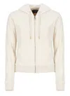 Juicy Couture Logo-embroidered Front-pocket Velour Hoody In Beige